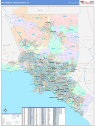 Los-Angeles-Orange Color Cast<br>Wall Map
